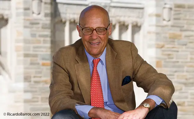 Photo of Leonard L. Milberg ’53 with a Princeton building in the background.