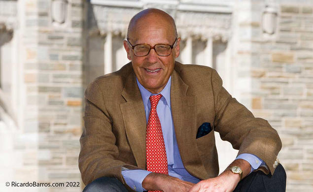 Photo of Leonard L. Milberg ’53 with a Princeton building in the background.