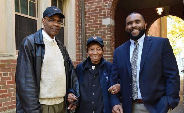 Laura Wooten, center, with two of her grandsons, Isaac Love III, left, and Caasi Love, in 2018
