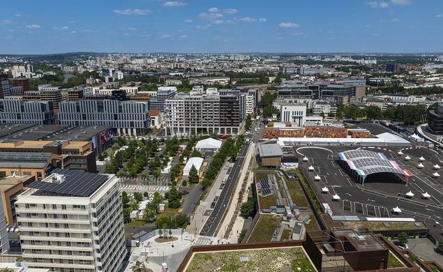 An aerial view of the Paris 2024 Olympic Village on June 26, 2024, 2024. 