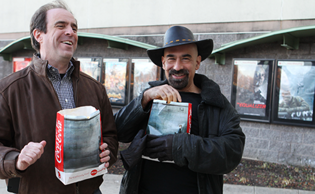 Professor David Spergel â82, right, and PAW senior writer Mark F. Bernstein â83 discussed the science behind the new film Interstellar. (Beverly Schaefer)