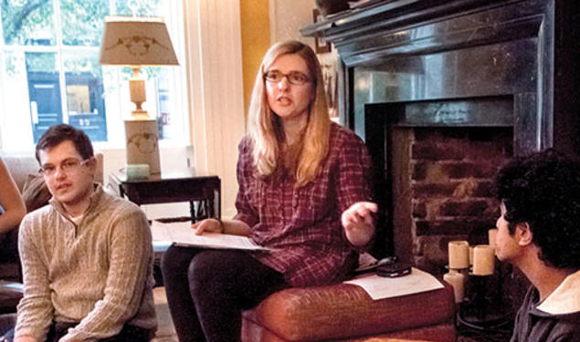 Elizabeth Dabney Hochman ’85 (pictured in 2012) with a former KidSpirit intern and a member of the editorial board.