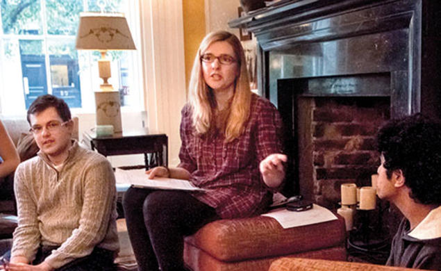 Elizabeth Dabney Hochman ’85 (pictured in 2012) with a former KidSpirit intern and a member of the editorial board.
