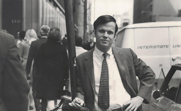 Landon Y. Jones ’66 outside the Time-Life Building.