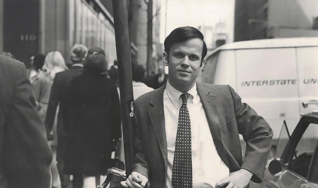 Landon Y. Jones ’66 outside the Time-Life Building.