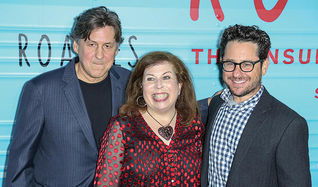 Winnie Holzman ’76 with Cameron Crowe and J.J. Abrams at the premiere for Showtime’s Roadies