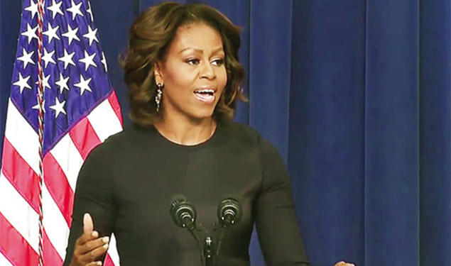 First Lady Michelle Obama ’85 discussed her life-changing experiences at Princeton in advocating for greater college access for low-income students.