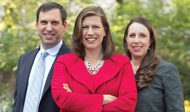 From left: Mark Rienzi ’97, Hannah Smith ’95, and Adele Keim ’01 work for the Becket Fund for Religious Liberty.