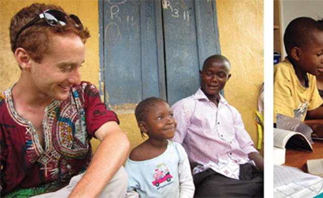 Raphael Frankfurter ’13 at work in Sierra Leone and Shirley Gao ’13 with a local boy.