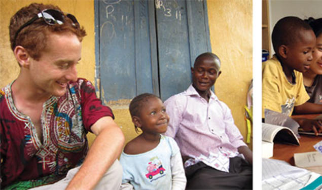 Raphael Frankfurter ’13 at work in Sierra Leone and Shirley Gao ’13 with a local boy.