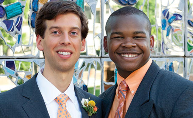 Charles N. Insler ’03, left, with Jordon, with whom he was paired in a Big Brothers program.
