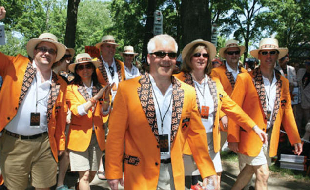 About 24,000 people attended Reunions, and most marched in the P-rade. Here, wearing their new jackets, an enthusiastic contingent of more than 1,500 marchers from the Class of 1988 led the classes in the P-rade.