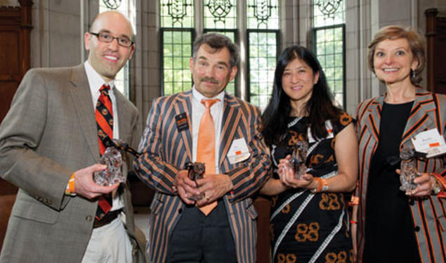 Four graduates won awards from the Alumni Council for their service to Princeton. From left: Jeffrey A. Vinikoor ’03, Lee L. Dudka *77, Charlene Huang Olson ’88, and Rosalie Wedmid Norair ’76.