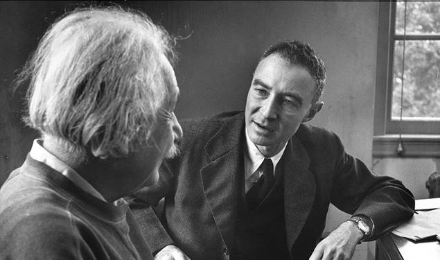 J. Robert Oppenheimer and Albert Einstein 