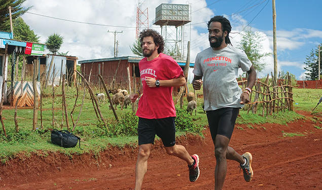 Russell Dinkins ’13, right, and Daniel Thomas are training in Iten, Kenya.