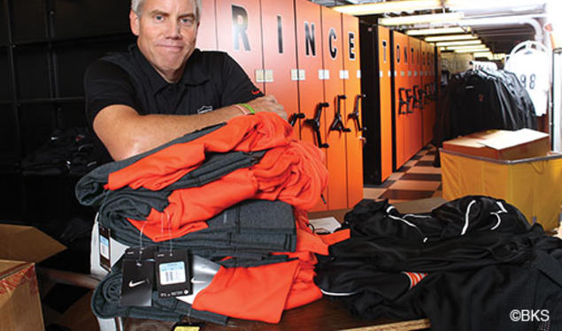 Clifton Perry in the equipment room at Caldwell Field House.