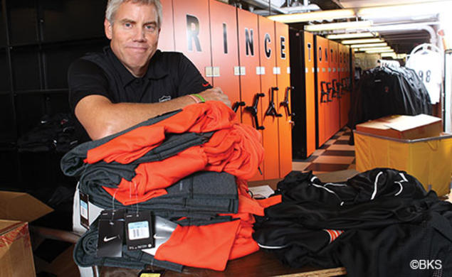 Clifton Perry in the equipment room at Caldwell Field House.