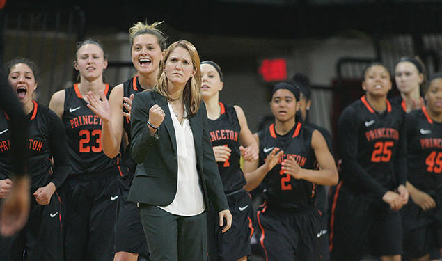 Courtney Banghart, shown during a win at Penn, is in her ninth season with the Tigers.