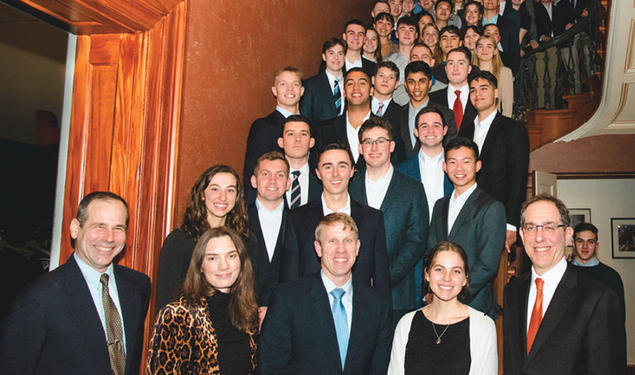 ROTC pose for photo at a presidential dinner.