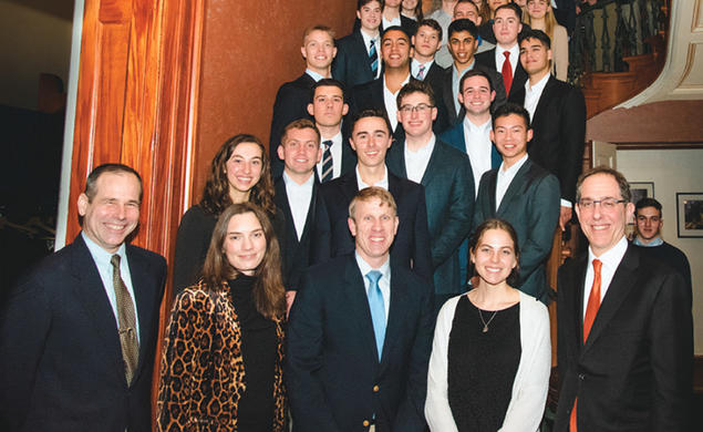 ROTC pose for photo at a presidential dinner.