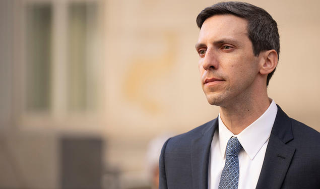 P.G. Sittenfeld leaving the courthouse in Cincinnati in October 2023