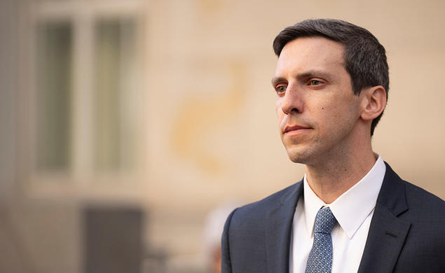 P.G. Sittenfeld leaving the courthouse in Cincinnati in October 2023