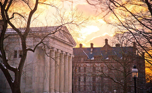 Sunrise.jpg The sun rises over Princeton University campus buildings in 2014.