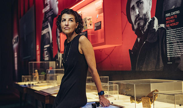 Alexis Albion ’92, photographed inside the International Spy Museum in Washington, D.C.