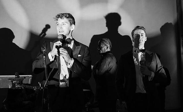 Benjamin Edwards ’20 and Alexander Kirschenbauer ’20 speak at the Solstice Ball.