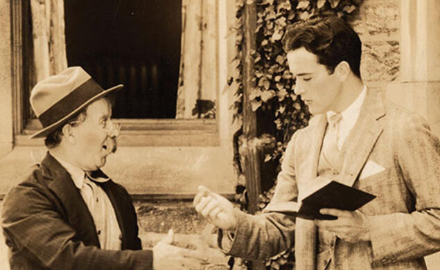Chester Conklin, left, and Charles “Buddy” Rogers in the 1928 movie Varsity, filmed at Princeton.