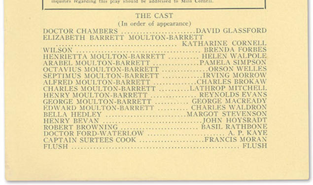 Playbill listing Orson Welles in his first American role.