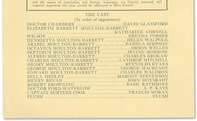 Playbill listing Orson Welles in his first American role.