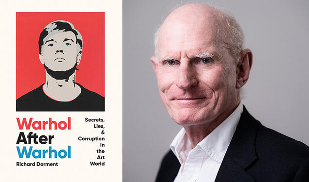 Left, the cover of "Warhol After Warhol"; right, Richard Dorment.