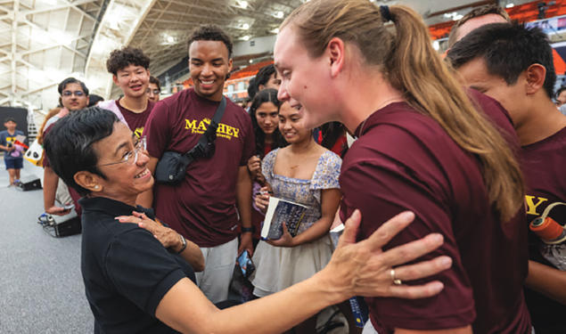 Nobel Peace Prize laureate Maria Ressa ’86 with the Class of 2027