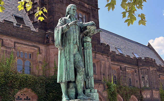 Witherspoon.jpg Princeton’s statue of John Witherspoon, turning green outdoors.
