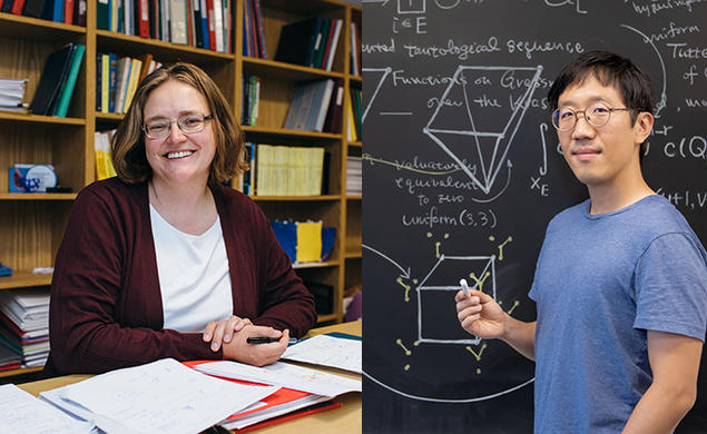 Photos of Melanie Matchett Wood, left, and June Huh