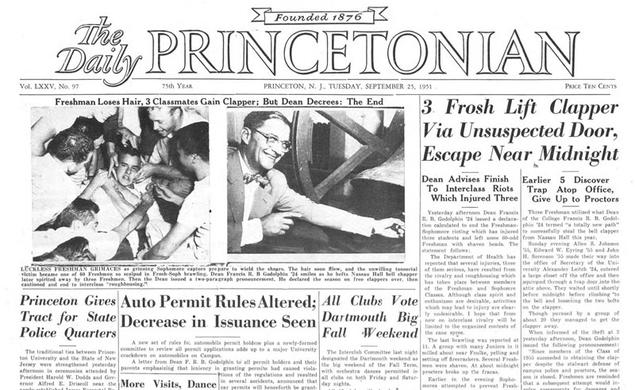 The Sept. 25, 1951, Daily Princetonian told the story of the clapper theft and stealth escape.