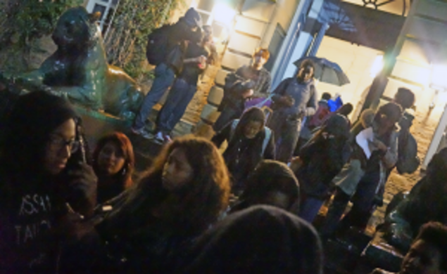 Students left Nassau Hall after reaching an agreement with administrators on the evening of Nov. 19. (Mary Hui â17)