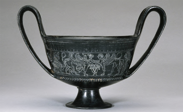 bucchero kantharos with incised decorations