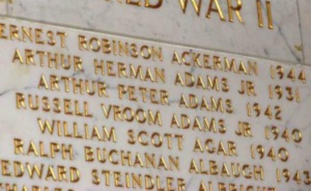 Names displayed in the Nassau Hall Memorial Atrium. (PAW)