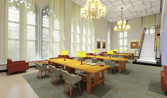 The Firestone Library renovation includes the creation of stunning new spaces, such as the third-floor reading room shown in this rendering.