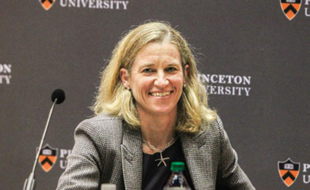 Mollie Marcoux ’91, Princeton’s new Ford Family Director of Athletics, at her introductory press conference.