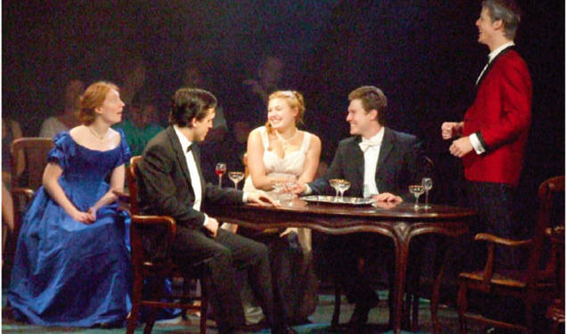  A scene from J. B. Priestley’s An Inspector Calls. From left to right are Heather May ’10; John Hardin, New York University; Tara Richter Smith, New York University; Tyler Crosby ’09; and Aaron Strand, New York University.