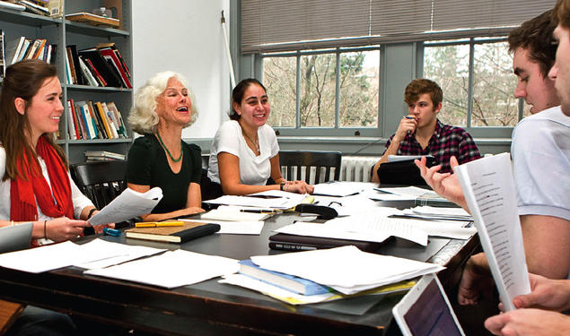 Novelist and Lecturer in Creative Writing Sheila Kohler at work with students in “Introduction to Fiction.”