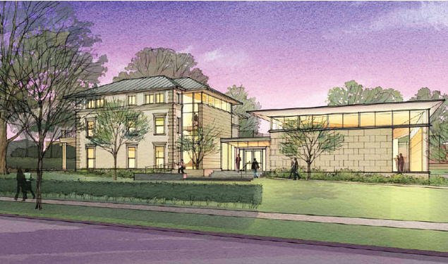 Architect’s rendering of a renovated and expanded Elm Club, soon to be the home of the Fields Center and Community House.