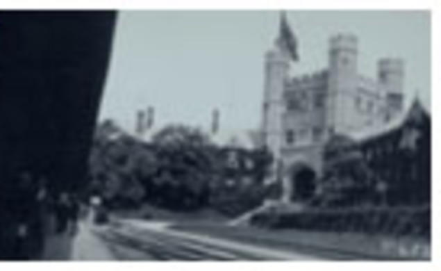 The rail spur to Princeton's campus in the days when it ran to the foot of Blair Hall.