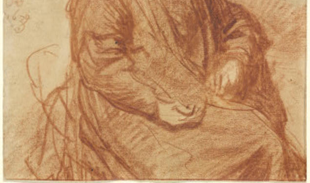 Rembrandt van Rijn, Seated Old Man, 1630; red chalk, 157 x 147 mm.; National Gallery of Art, Washington, Rosenwald Collection, 1943.3.7047