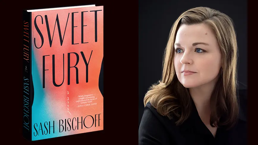 A photo of Sash Bischoff ’09 and her book, Sweet Fury.