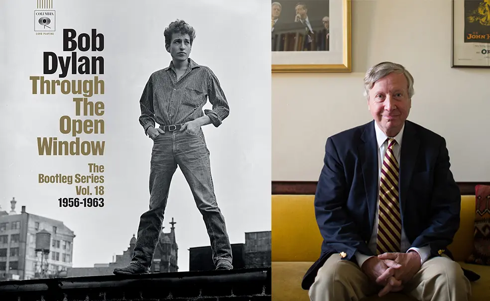 Professor Sean Wilentz Co-produced Bob Dylan’s New ‘Bootleg’ Albums Left, Sean Wilentz; right, an album cover featuring a black and white photo of a young Bob Dylan with his hands on his hips.