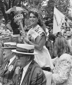 Shields rides in the 1986 P-rade
